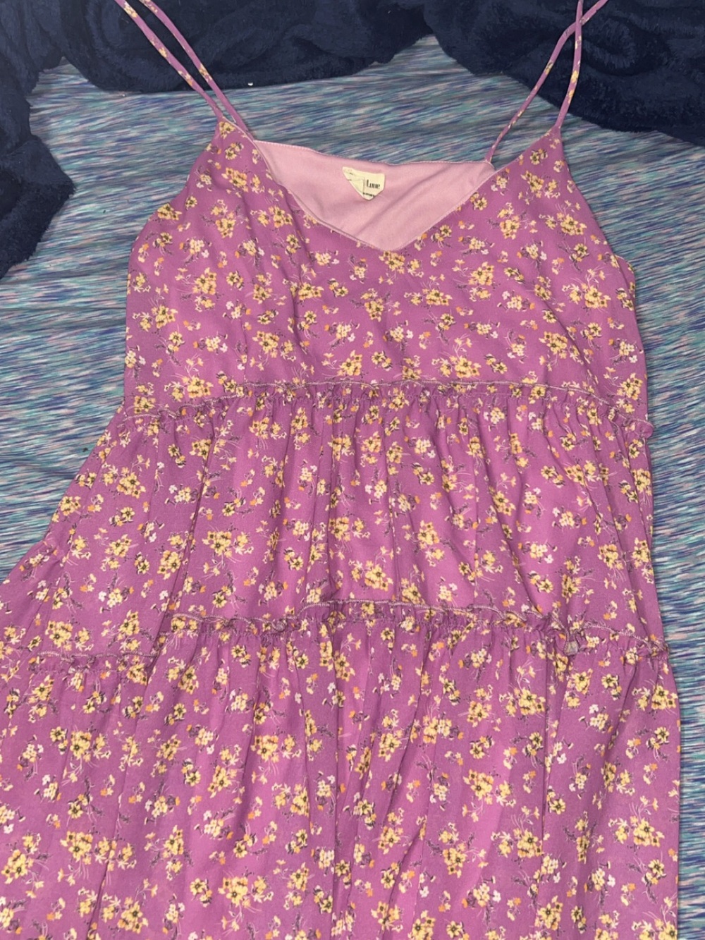 Peach Love California Lavender Floral Tiered Spaghetti-Strap Tank